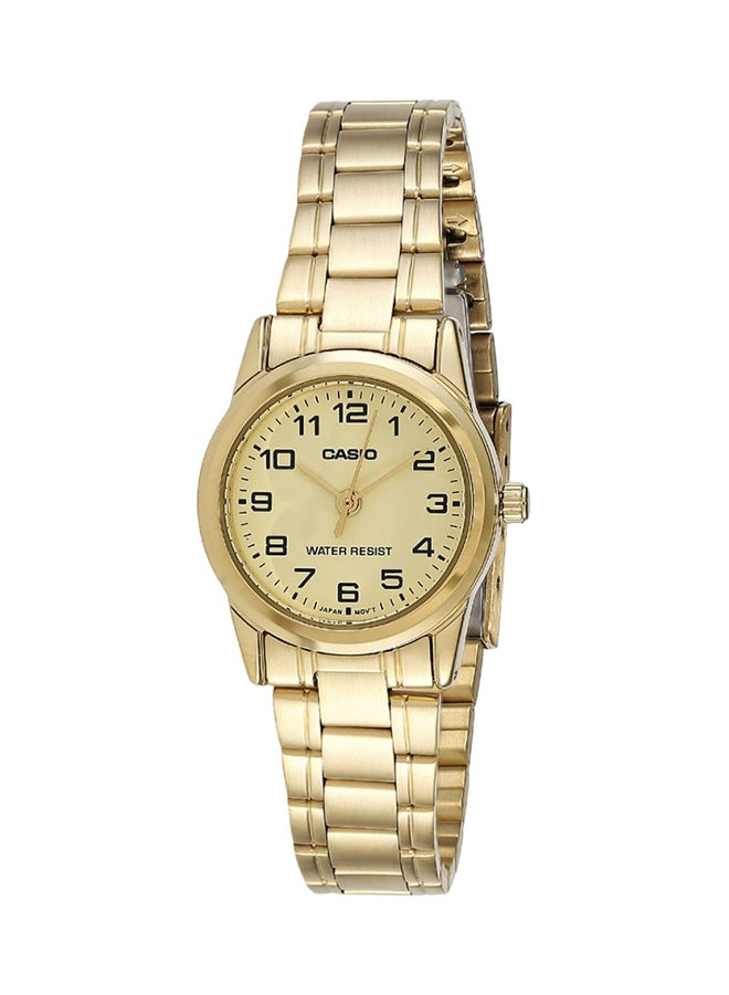 كاسيو ساعة يد بعقارب وسوار من الإستانلس ستيل طراز LTP-V001G-9B - قياس 31 مم - لون ذهبي للنساء - Image 1