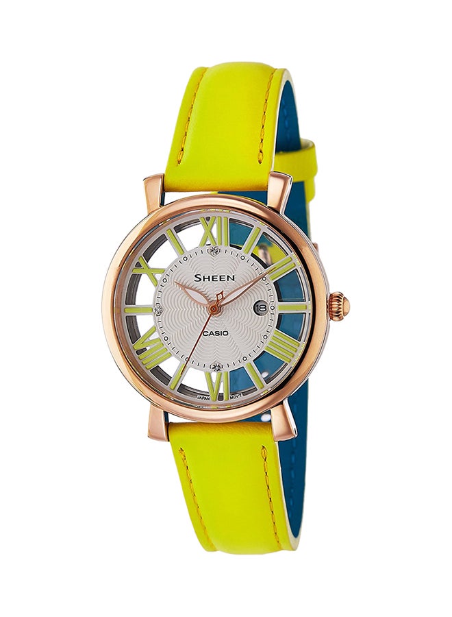 كاسيو ساعة شين جلدية بعقارب طراز 4047PGL-9AUDR - Image 1