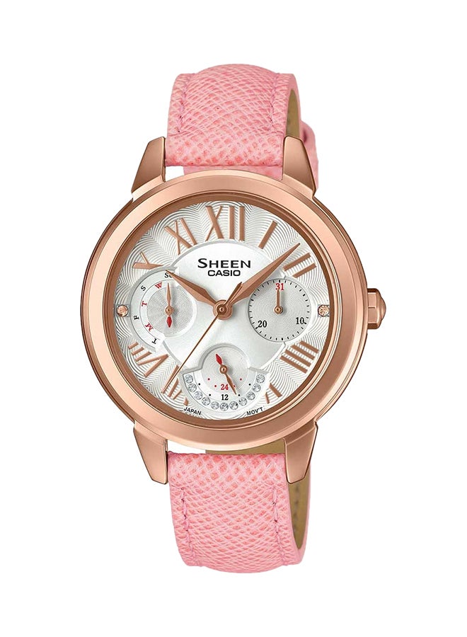 كاسيو ساعة شين جلدية بعقارب طراز 3059PGL-7AUDR - Image 1