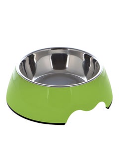 Nutra Pet Melamine Round Bowl With Stainless Steel Dish Dull Green Small 