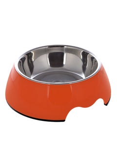 Nutra Pet Melamine Round Bowl With Stainless Steel Dish Orange Small 