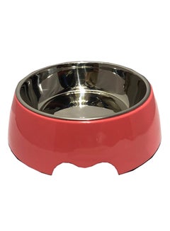 Nutra Pet Melamine Round Bowl With Stainless Steel Dish Peach Small 