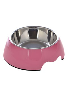Nutra Pet Melamine Round Bowl With Stainless Steel Dish Pink Large 