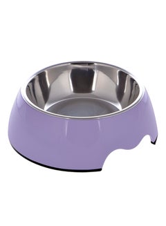 Nutra Pet Melamine Round Bowl With Stainless Steel Dish Purple Small 
