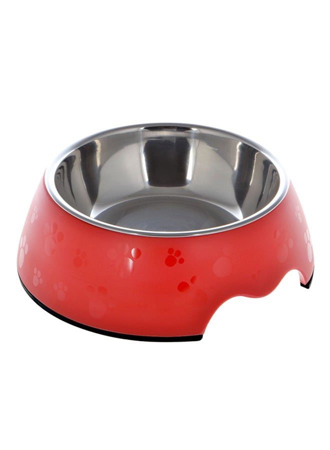 Melamine Paw Pattern Round Bowl With Stainless Steel Dish Red Large - v1523006592/N14059492A_1