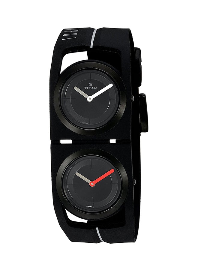 ساعة يد مقاومة للماء بعقارب وسوار من السيليكون طراز 1653NP01 للرجال