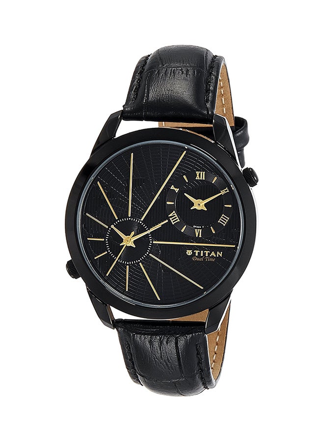 TITAN - Men's Water Resistant Leather Analog Watch 1707NL01 - Image 1