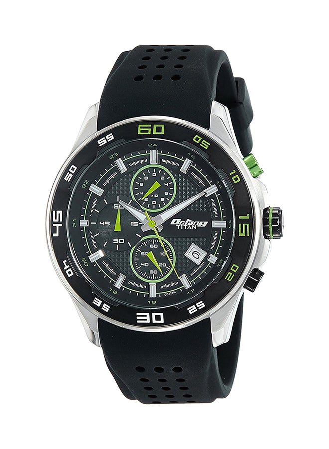 ساعة يد بعقارب وسوار مطاطي مقاومة للماء طراز 90008KP02 للرجال