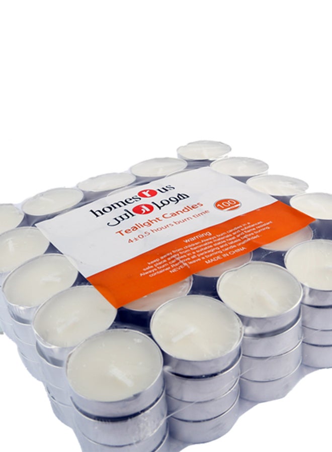 homes r us 100-Piece Unscented Tealight Candle Set White - Image 1