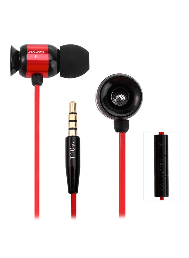 Awei In-Ear Earphones Volume Control For HTC Red/Black