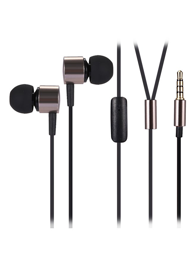 Heavy Bass In-Ear Earphones With Mic Black/ Brown