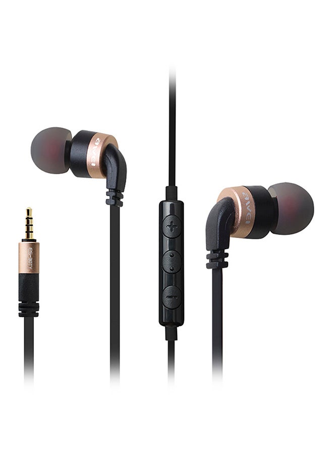 Awei In-Ear Wired Stereo HiFi Music Earphones Gold/Black
