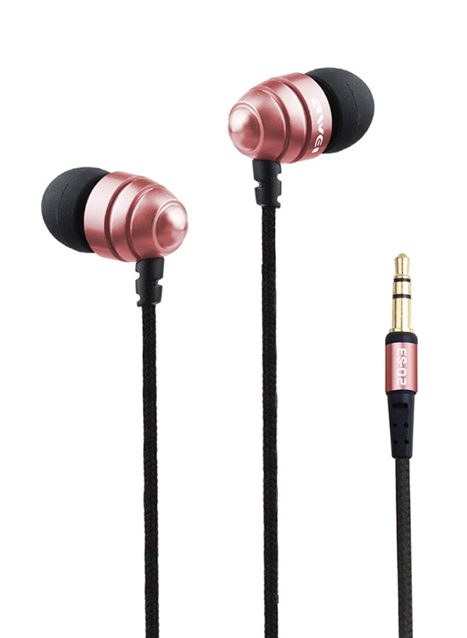 Awei 3.5mm Plug Stereo Music Deep Bass In-Ear Earphones Rose gold