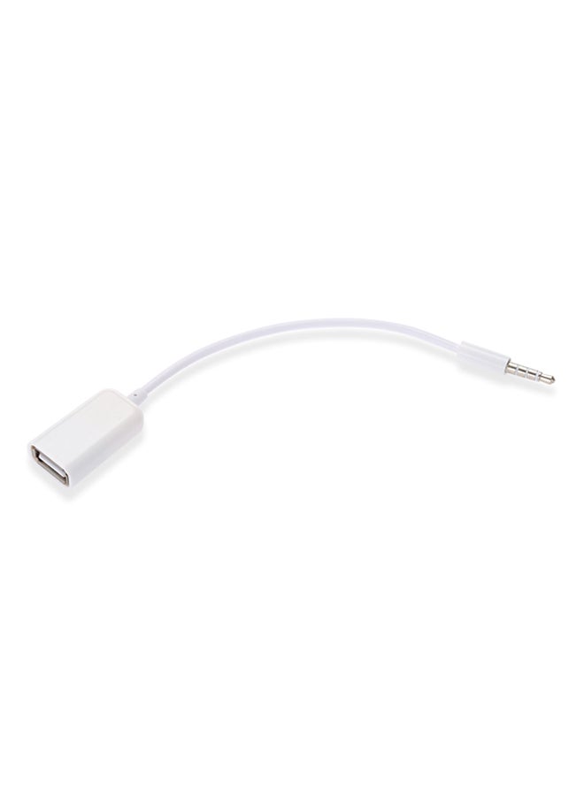 Generic Practical 3.5mm Male AUX Audio Jack To USB 2.0 Type A Female OTG Converter Adapter Cable White 
