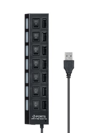 High Speed USB 2.0 7-Port Hub With Independent Switch Black - v1523015023/N13656270A_1