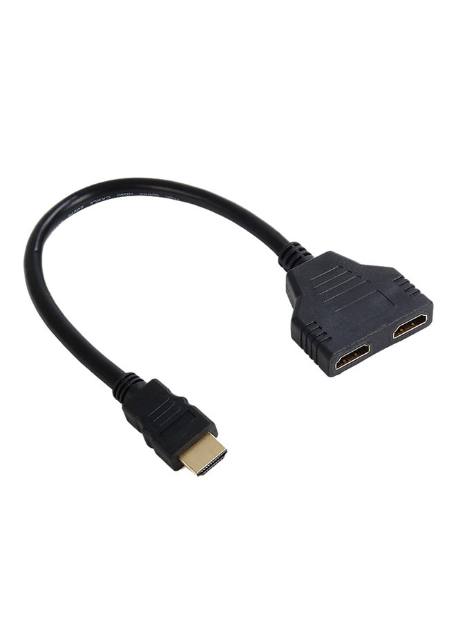 HDMI Male To Dual Female HDMI Cable Adapter Splitter Support 1080P Black