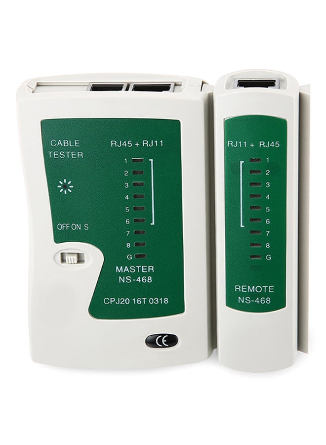 Generic - Multi-Functional RJ45 RJ11 RJ12 CAT5 UTP Network LAN Cable Tester Networking Tool Cream/Green - Image 1