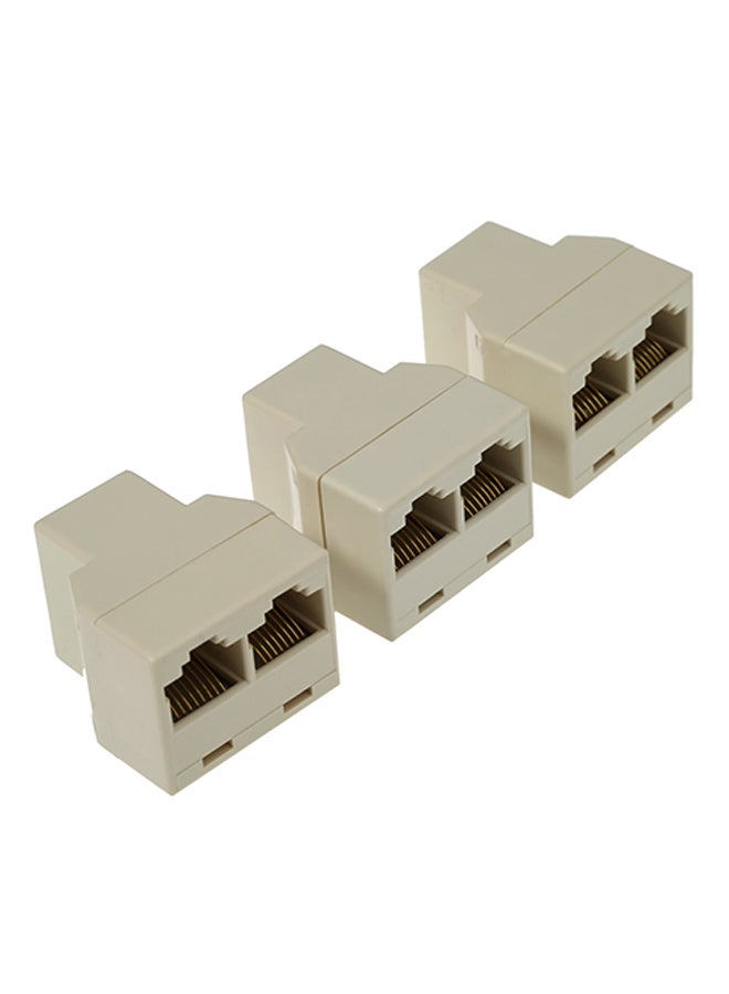 Generic - 3-Piece RJ45 CAT5 Ethernet Cable LAN-Port 1 To 2 Socket Splitter Connector Adapter Yellow - Image 1