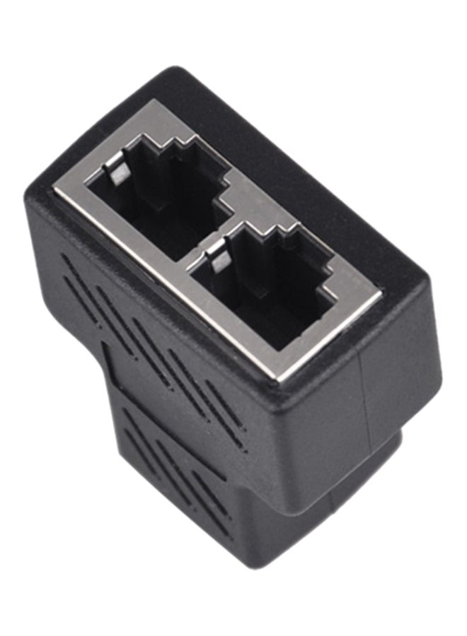 Dual Female Port RJ45 Splitter Adapter Black