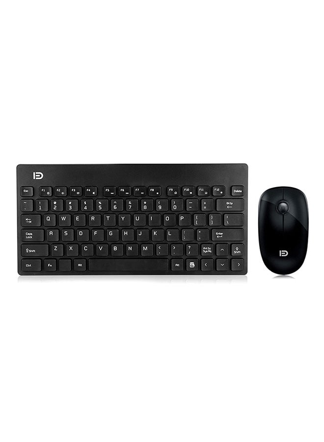 Wireless Optical Keyboard Mouse Combo With LED Backlit Black