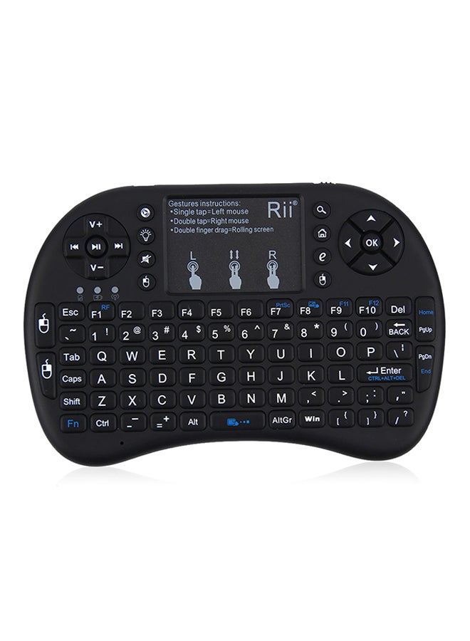 Generic - I8+ Mini 2.4GHz Wireless Touchpad QWERTY Keyboard Built-in Lithium Battery For Smart TV Black - Image 1