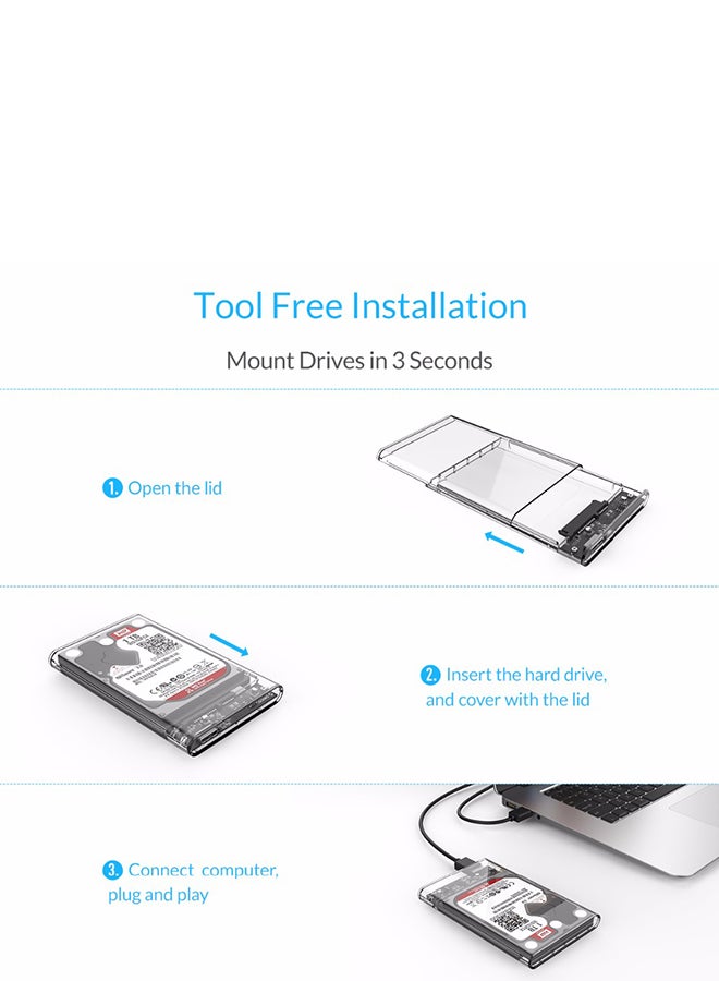 أوريكو - غطاء محرك الأقراص الصلبة الخارجي مقاس 2.5 بوصة بوصلة ساتا 3.0 لمنفذ USB 3.0 شفاف - Image 1