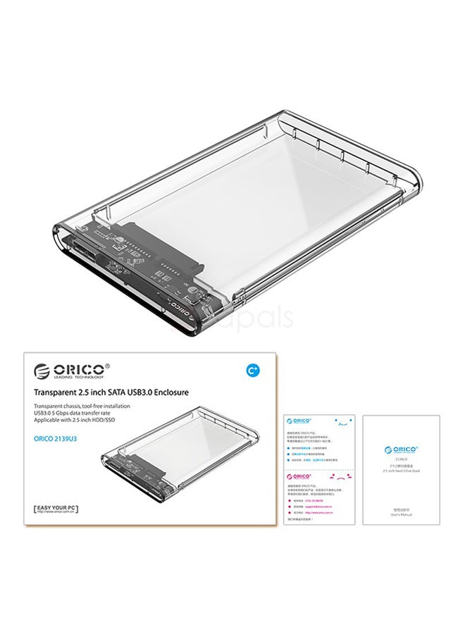 أوريكو - غطاء محرك الأقراص الصلبة الخارجي مقاس 2.5 بوصة بوصلة ساتا 3.0 لمنفذ USB 3.0 شفاف - Image 1