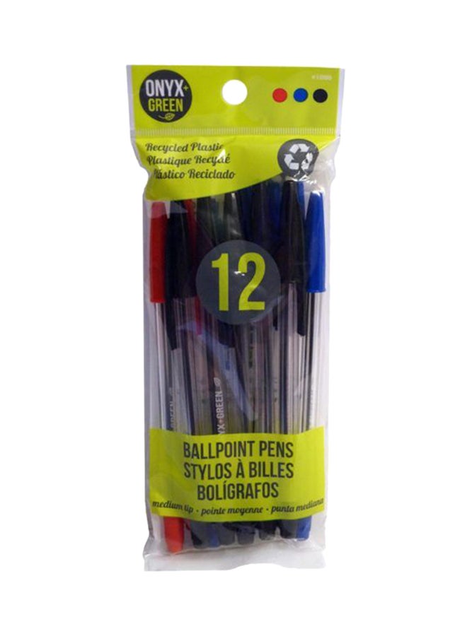 Ball Pen made from Recycled Plastic Eco-Friendly Pack of 12 Multicolour
