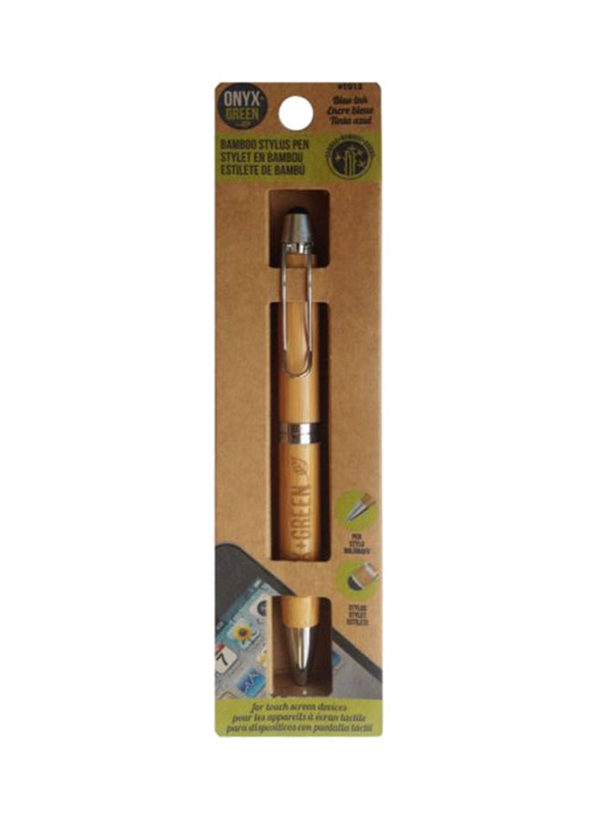 2-In-1 Stylus Ballpoint Pen made from Bamboo Brown/Silver
