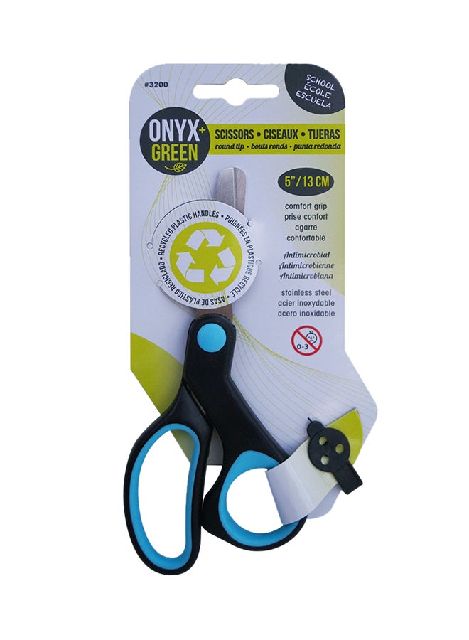 Scissors 5" Rounded Tip with Comfortgrip made from Recycled Plastic Eco Friendly Black/Blue