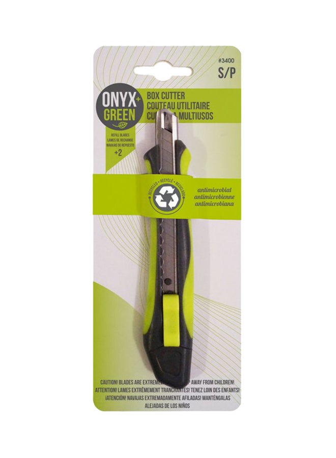Onyx & Green - Box Cutter with 3 Blades and Comfortgrip Anti-Microbial Recycled Plastic Yellow - Image 1