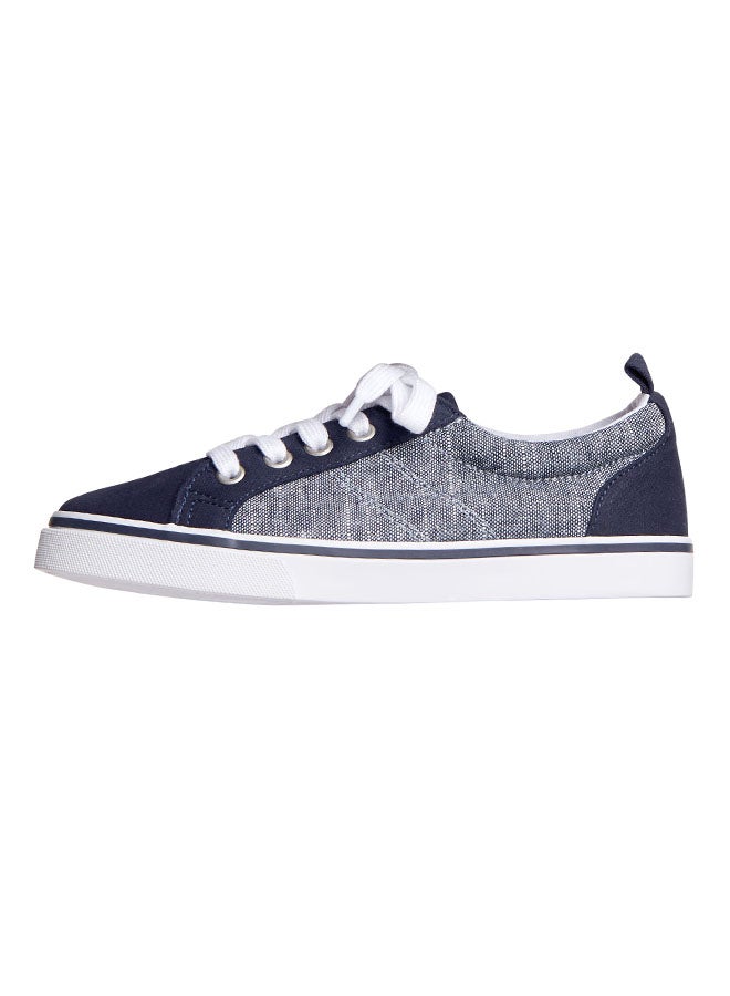 GYMBOREE Mixed Media Lace Up Sneakers Navy - Image 1