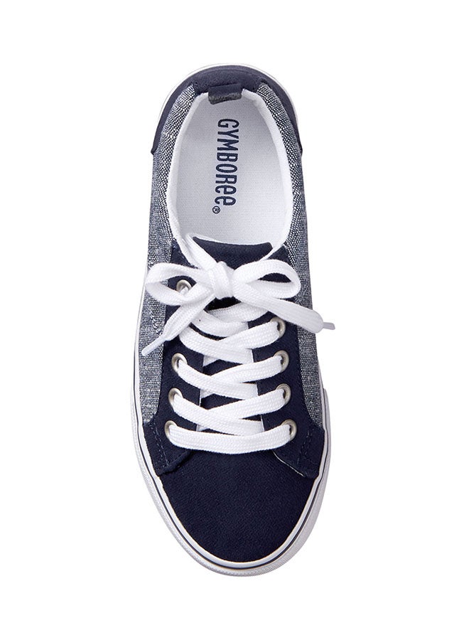 GYMBOREE Mixed Media Lace Up Sneakers Navy - Image 2