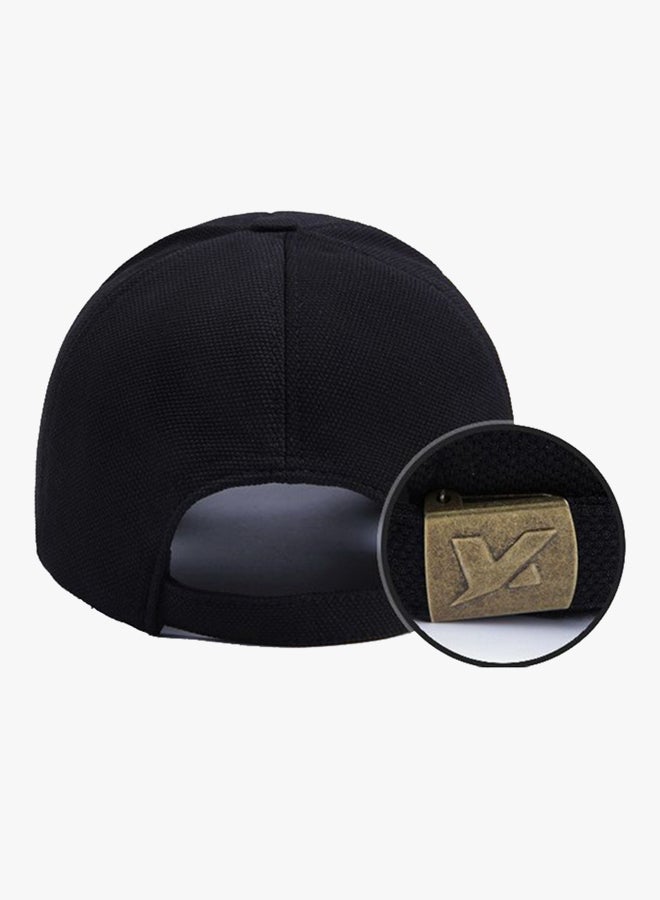 Cotton Buckle Closure Baseball Cap Black  - Image 2