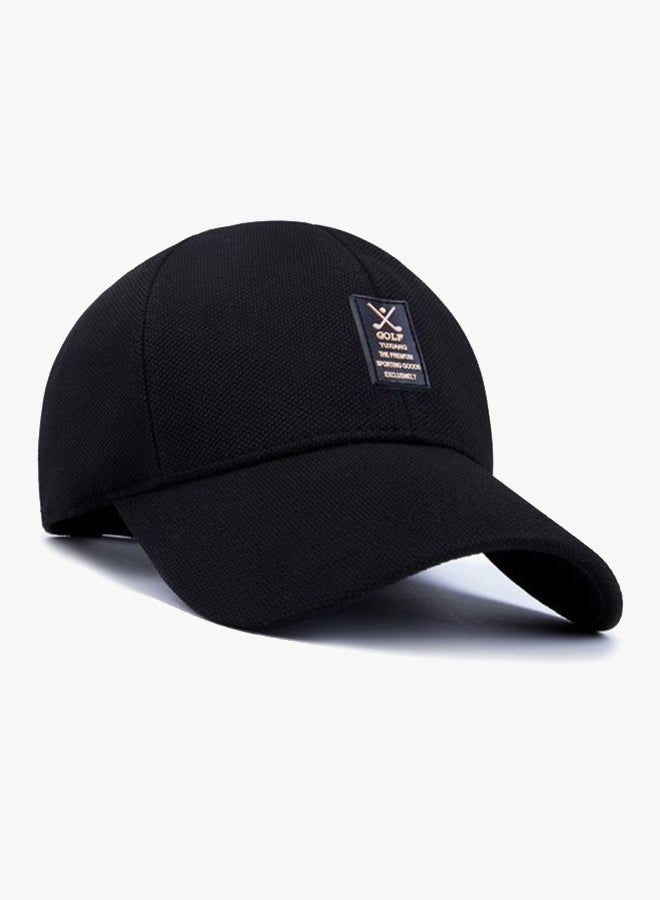 Cotton Buckle Closure Baseball Cap Black  - Image 3