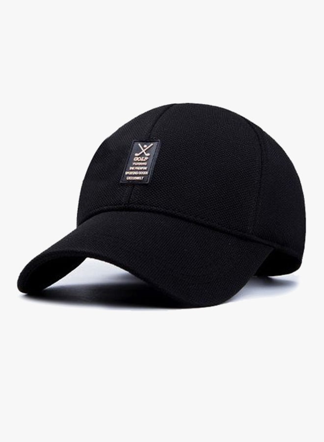 Cotton Buckle Closure Baseball Cap Black  - Image 4
