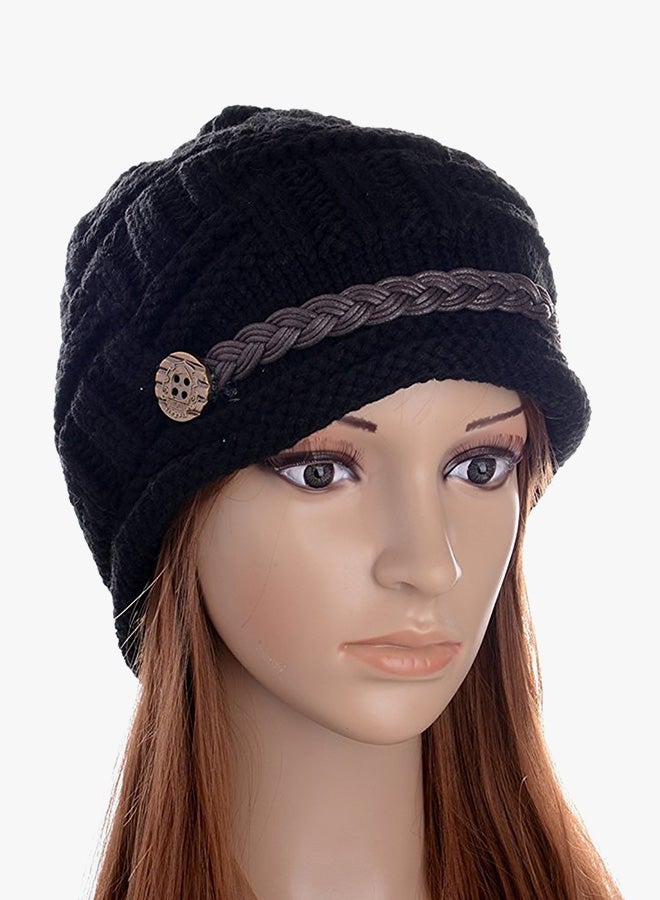 Rageared Baggy Winter Chunky Knit Acrylic Beanie Black/Brown  - Image 3