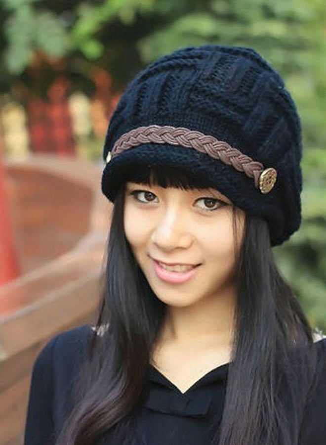 Rageared Baggy Winter Chunky Knit Acrylic Beanie Black/Brown  - Image 4