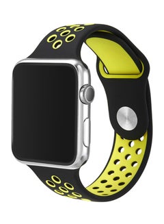 Soft Silicone Replacement Band For 42mm Apple Watch Series 2/1/Sport Edition Yellow/Black