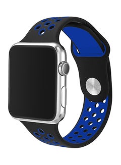 Soft Silicone Replacement Band For 42mm Apple Watch Series 2/1/Sport Edition Black/Blue