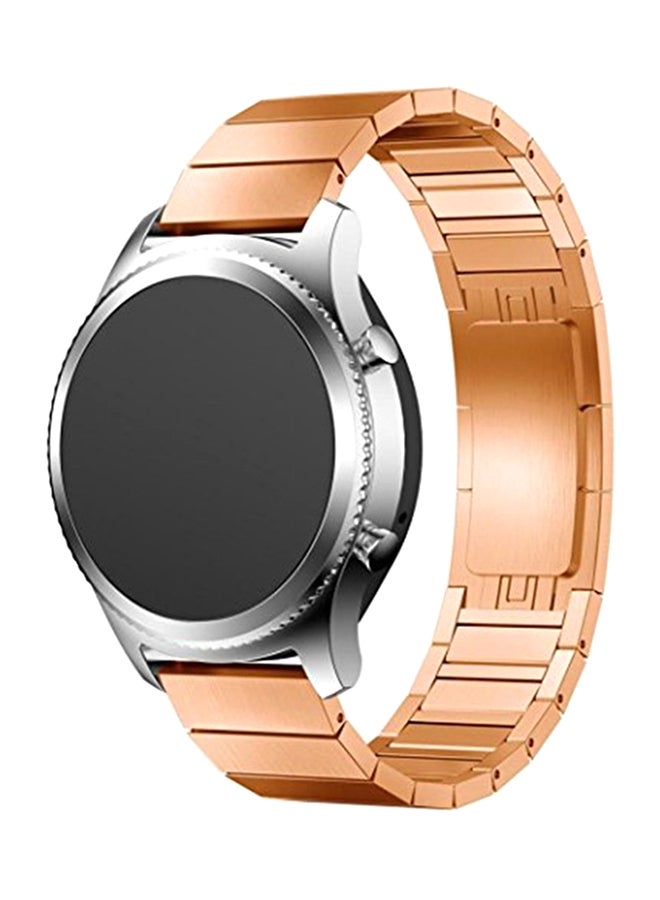 Stainless Steel Watch Band Strap Metal Clasp For 22mm Samsung Gear S3 Frontier/S3 Classic Rose Gold