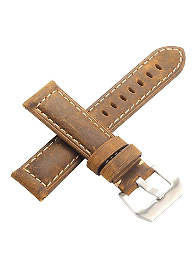 Genuine Leather Strap Soft Replacement Watch Band With Stainless Steel Buckle Clasp For 22mm Samsung Gear S3 Brown
