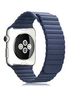 Genuine Leather Magnetic Loop Bracelet Strap Band For 42mm Apple Watch Series 3/2/1 Blue