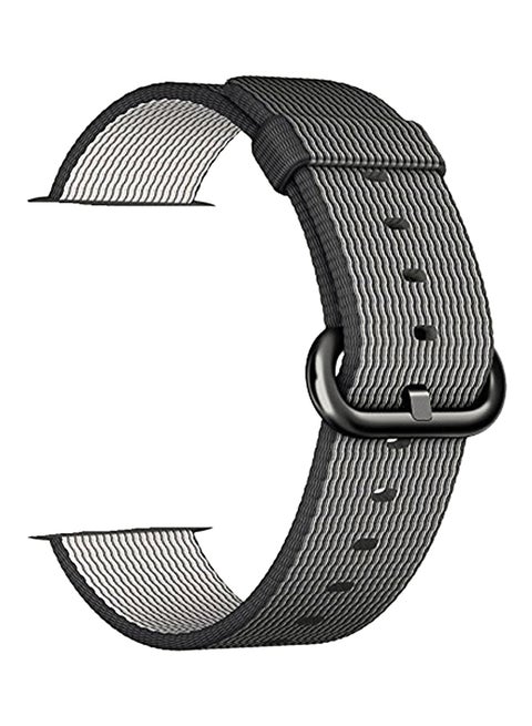 Fine Woven Nylon Wrist Strap Bracelet Replacement Band With Stainless Steel Buckle For 38mm Apple Watch Series 3/2/1 Sport Edition Black