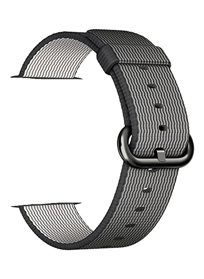 Generic - Fine Woven Nylon Wrist Strap Bracelet Replacement Band With Stainless Steel Buckle For 38mm Apple Watch Series 3/2/1 Sport Edition Black - Image 1
