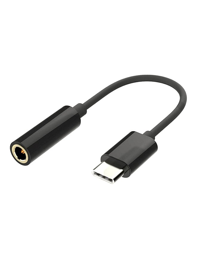 Type-C 3.1 Male Port To 3.5 mm Female Audio Headphone Aux Connector Black