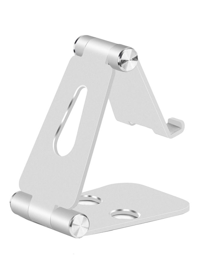 Rotating Aluminum Alloy Foldable Universal Tablet/Desktop Holder Phone Bracket Silver 