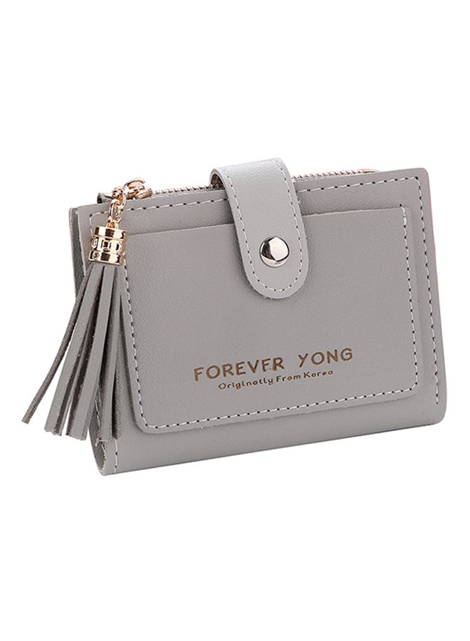 Bluelans Tassel Hasp Pattern Bifold Wallet Light Grey