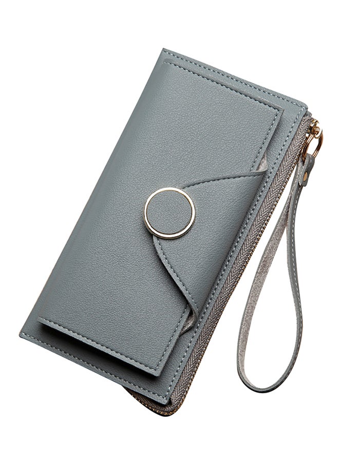 Bluelans Bifold Zipper Long Wallet Grey 