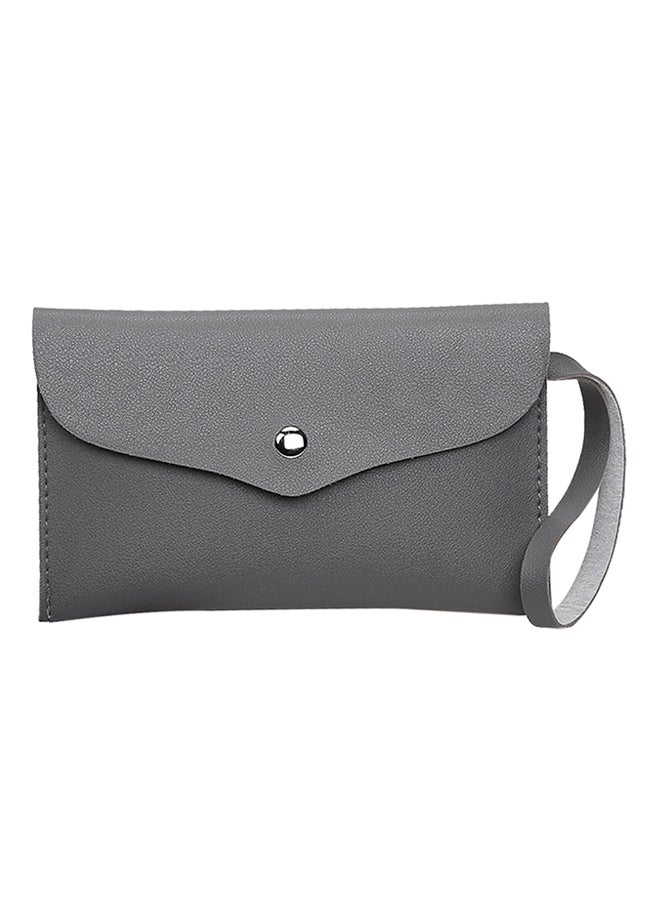 Bluelans Faux Leather Buckle Envelope Wallet Grey